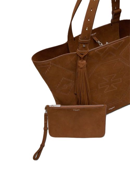 24/7 Bag East West in nabuk marrone con trama Golden Goose | GWA00785.A000917.55776DEEP CHESTNUT